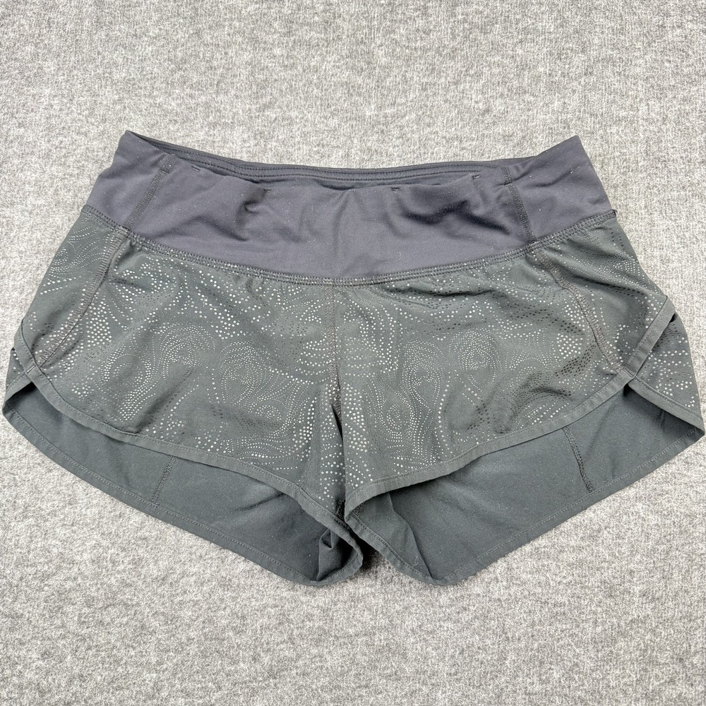 Lululemon Speed Up Shorts Womens 4 Black Reflective Run Active Lined Zip Pocket